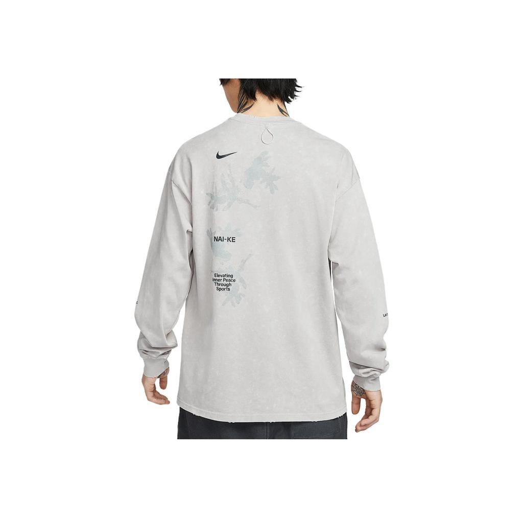 Nike Sportswear NAI-KE Series Warm Comfortable Breathable Lightweight Long Sleeve T-Shirt Men Tops Light-Iron-Ore-Gray HQ0893-014