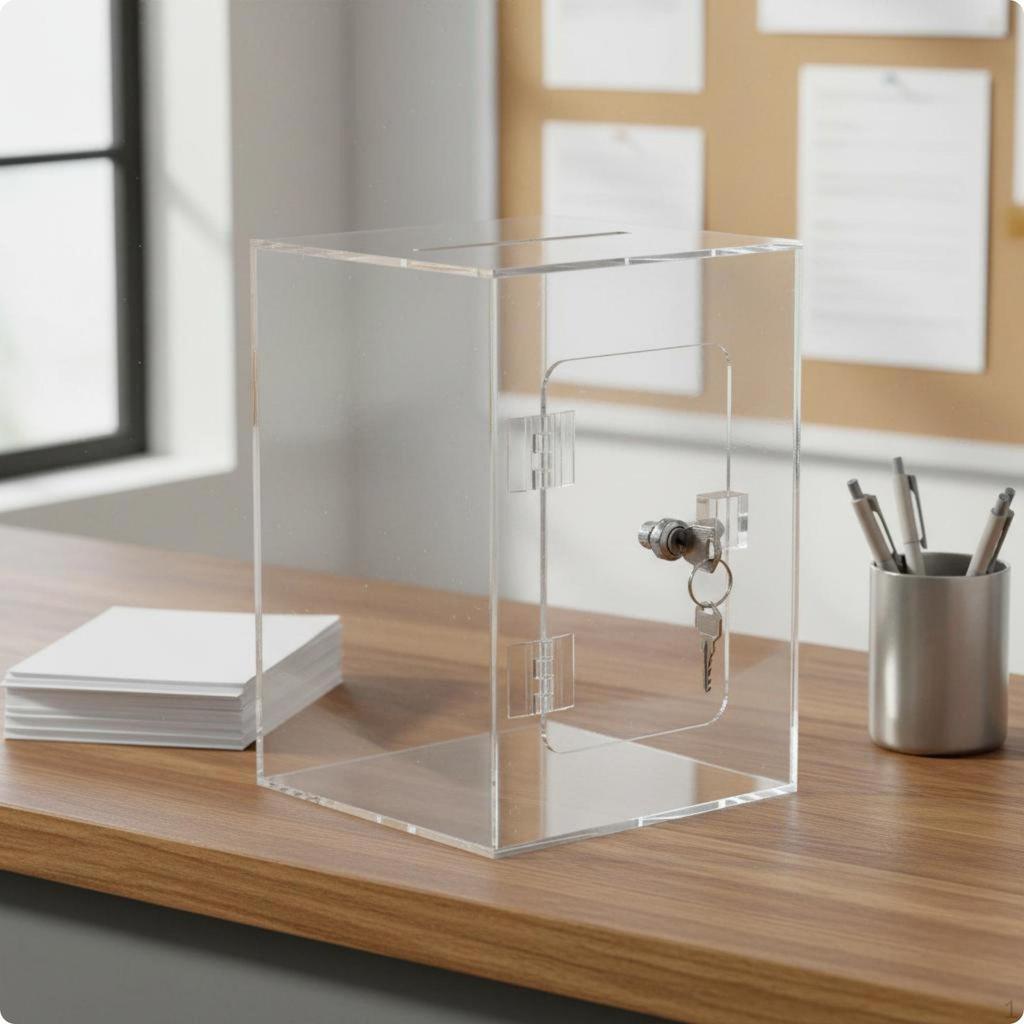 Clear Acrylic Comment Collection Box Dustproof Transparent Voting Square Container Form Office