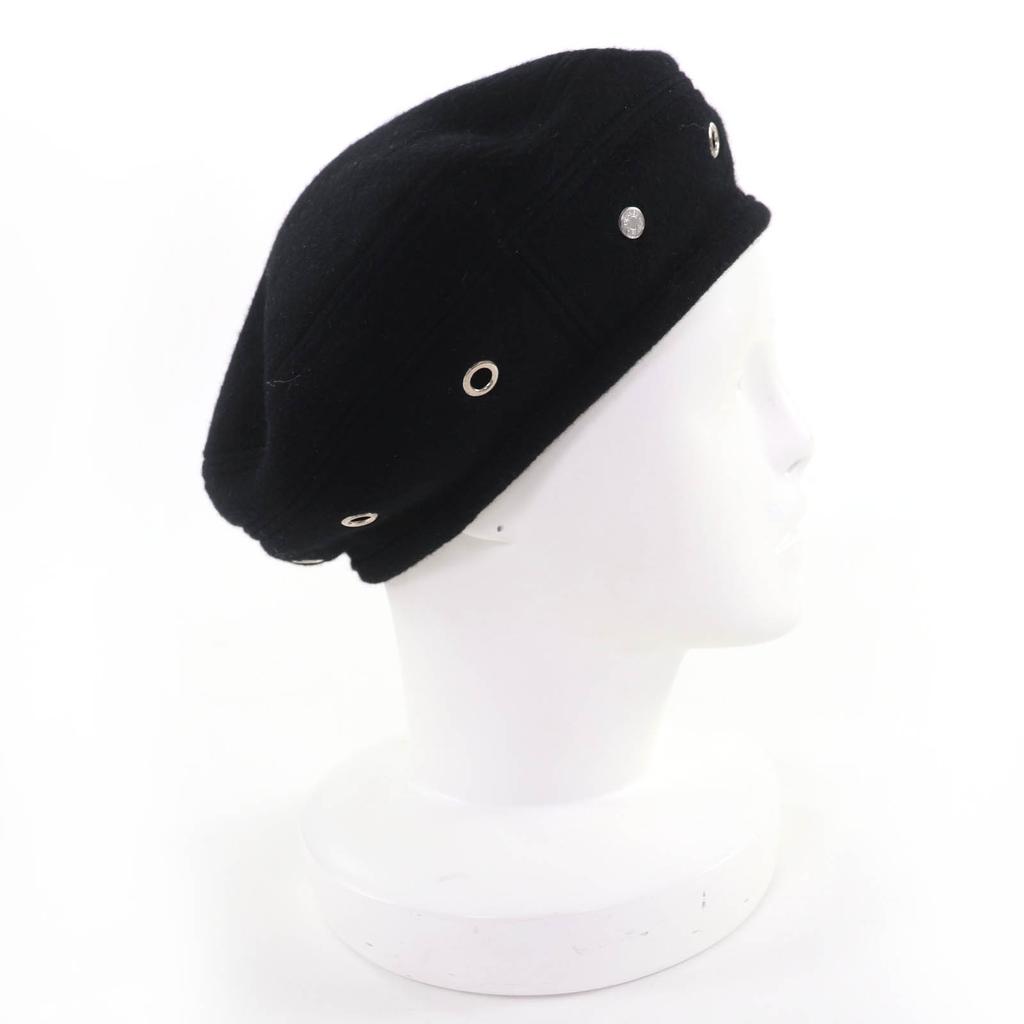 Great HERMES beret Saint Honoré Serie Metal black cashmere Women 57 Used