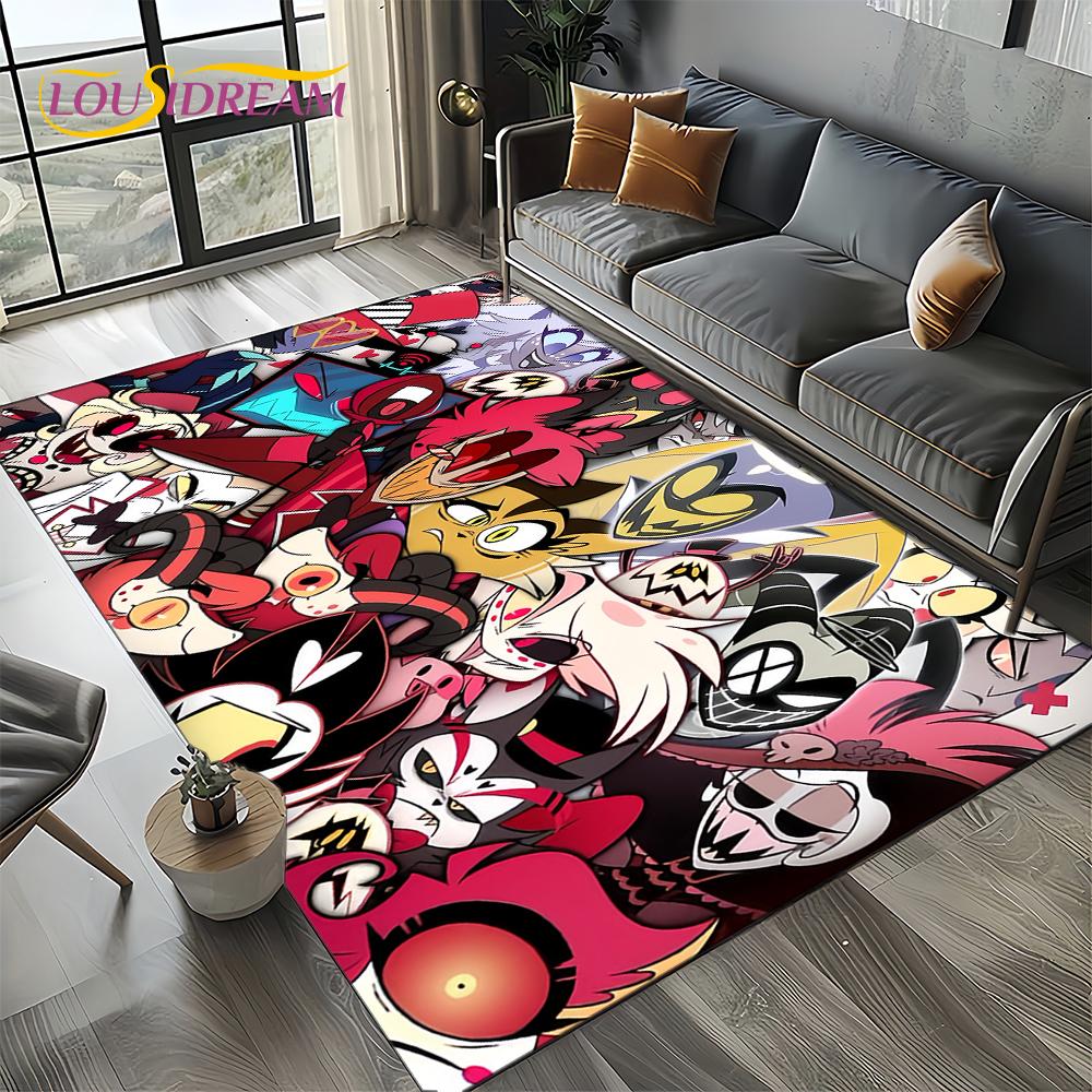 H-Hazbin Hotel Charlie Kreskówkowy Dywanik Dywan do Sypialni Salonu Dekoracja Domowa Sofa, Dekoracja do Zabawy dla Dzieci Mata Podłogowa Prezent