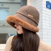 Plush Fisherman Hat, Female, Winter, Outdoor Hat, Thickened with Plush, Versatile, Warm, Ear Protection, Fashionable and Elegant