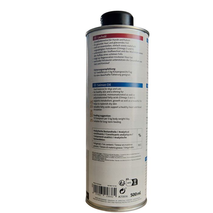 Huile de saumon - Trixie - 250 ml - Pour chiens et chats - Riche en oméga 3 et 6 - Naturelle 100%