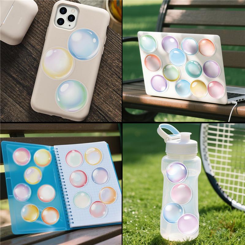 50Pcs/Set Watercolor Bubbles PET Stickers Waterproof DIY Fashion Doodle Decals Stickers