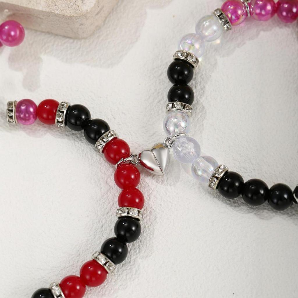 European Halloween Spider Heart Magnetic Couple Bracelet