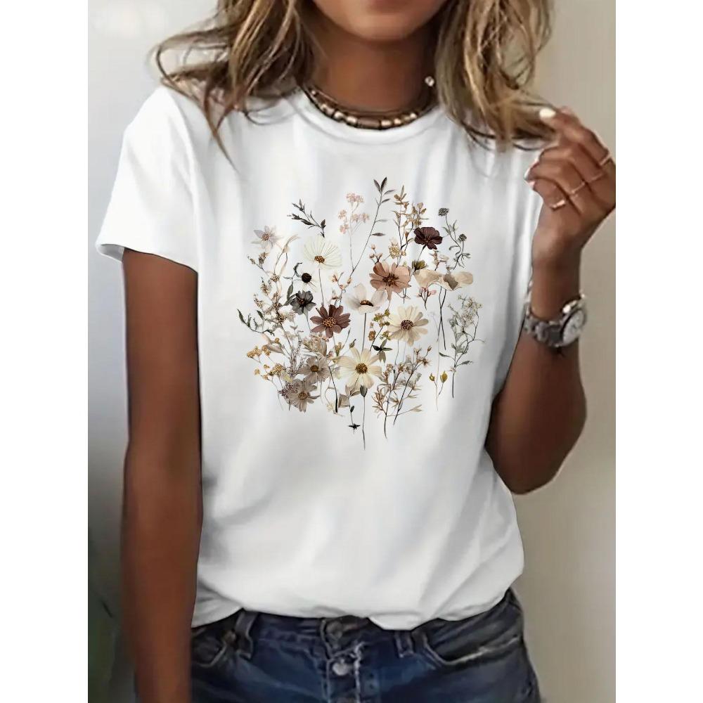 Crew Neck T-Shirt Fashionable Womens Print Women's Harajuku Short Sleeve Casual Women's Clothing Street Tees Aesthetic Clothes