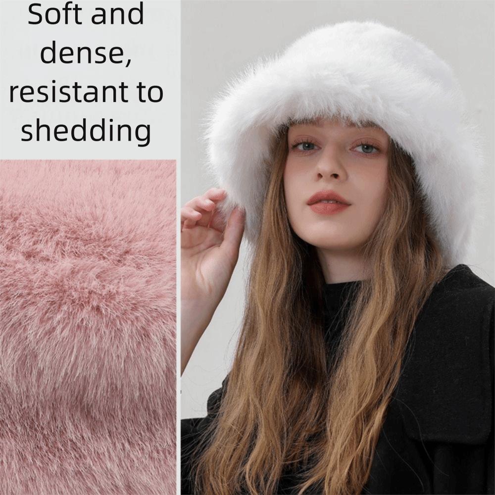 Fluffy Hat Plush Bucket Hat Warm Winter Cap Casual Beanie Hat Female/Girls