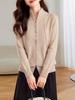 Korean Style Stand Collar Double Zipper Knit Sweater – Fashionable, Versatile, Loose Fit Long Sleeve Top for Women.