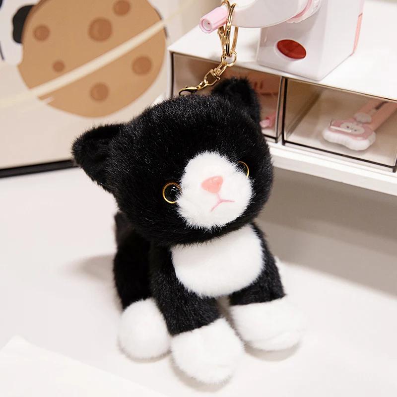 Kawaii Simulation Cat Pendent Car Key Plush Toys Soft Stuffed Kitten Animals Kids Girls Valentine's Day Gift