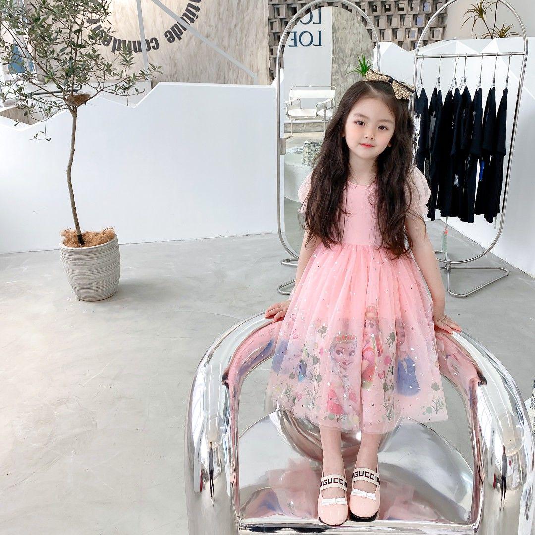 

Літня сукня Frozen Aisha Princess для дівчаток - нова стильна марлева спідниця 130 cm рожевий