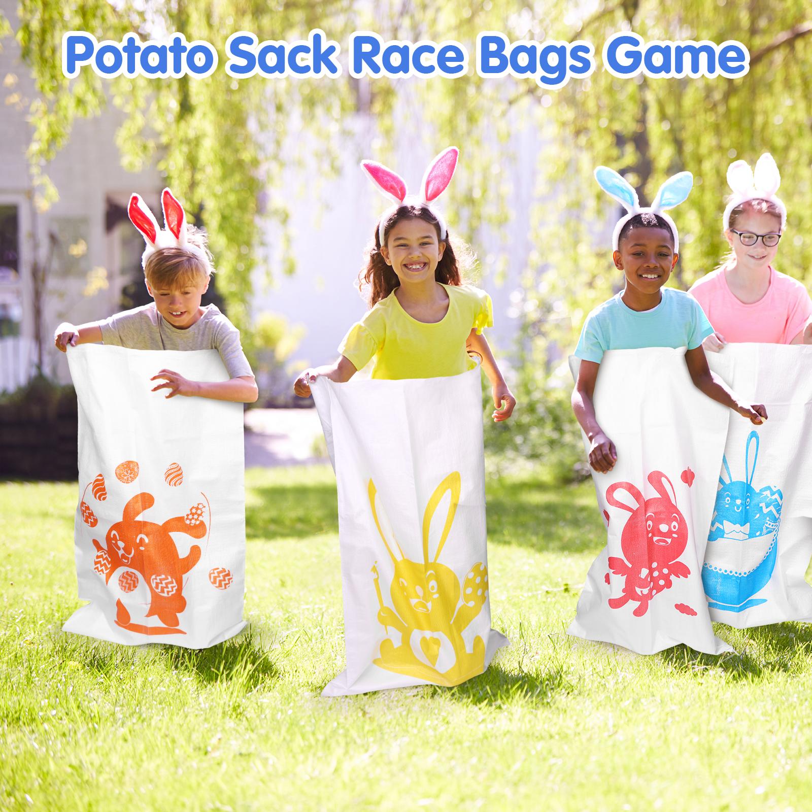 

33 Pack Easter Party Game Set, Potato Sack Race Bags 23.6 X 39 , Bunny Ear Headbands, Egg Spoon Race Games And Leg Wrap, Plastic