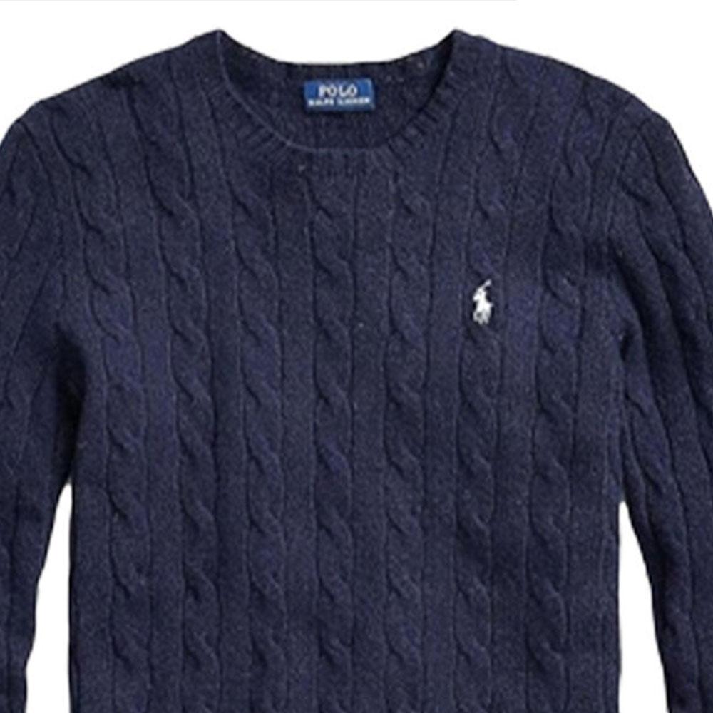 Polo Ralph Lauren FW22 Solid Logo Embroidered Print Crew Neck Long Sleeve Knit Sweater Women sweater Deep-Blue 211581065-025