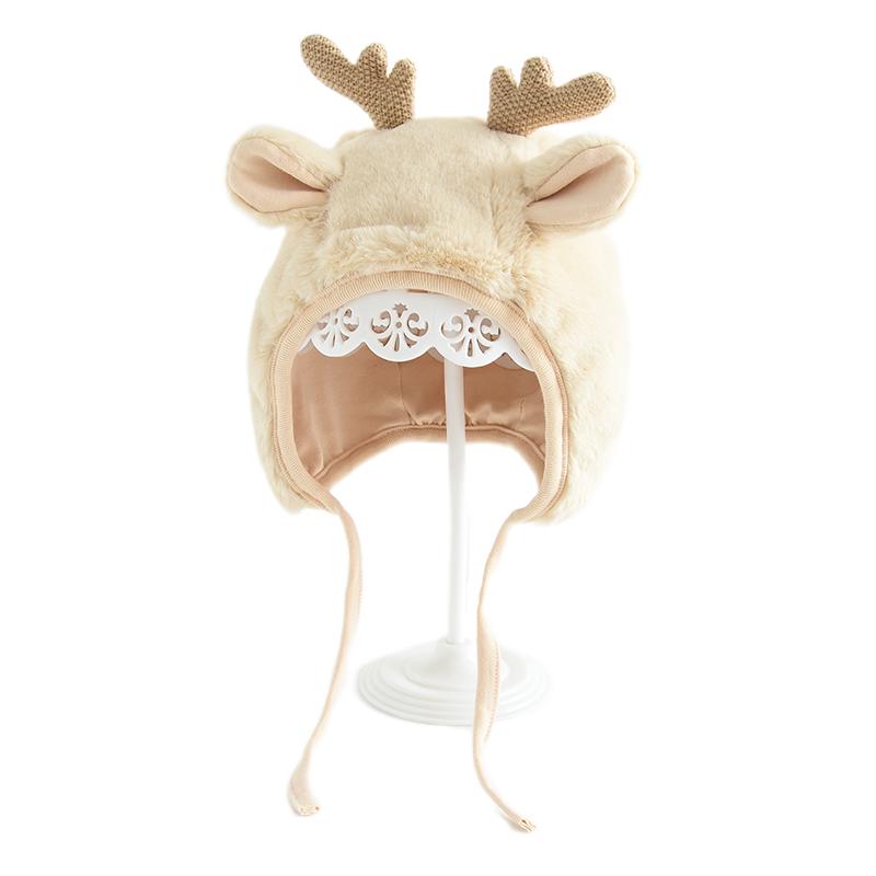 Children's plush hat, outdoor ear protection, windproof and cold proof hat, cartoon deer cute 3D hat