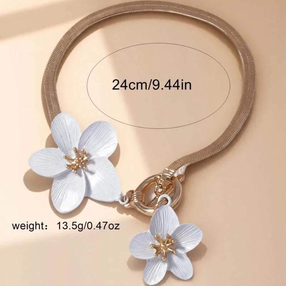 Anklet Flower Pendant Necklace Sumulation Flower Foot Chain Elegant Snake Bone Chain  Party