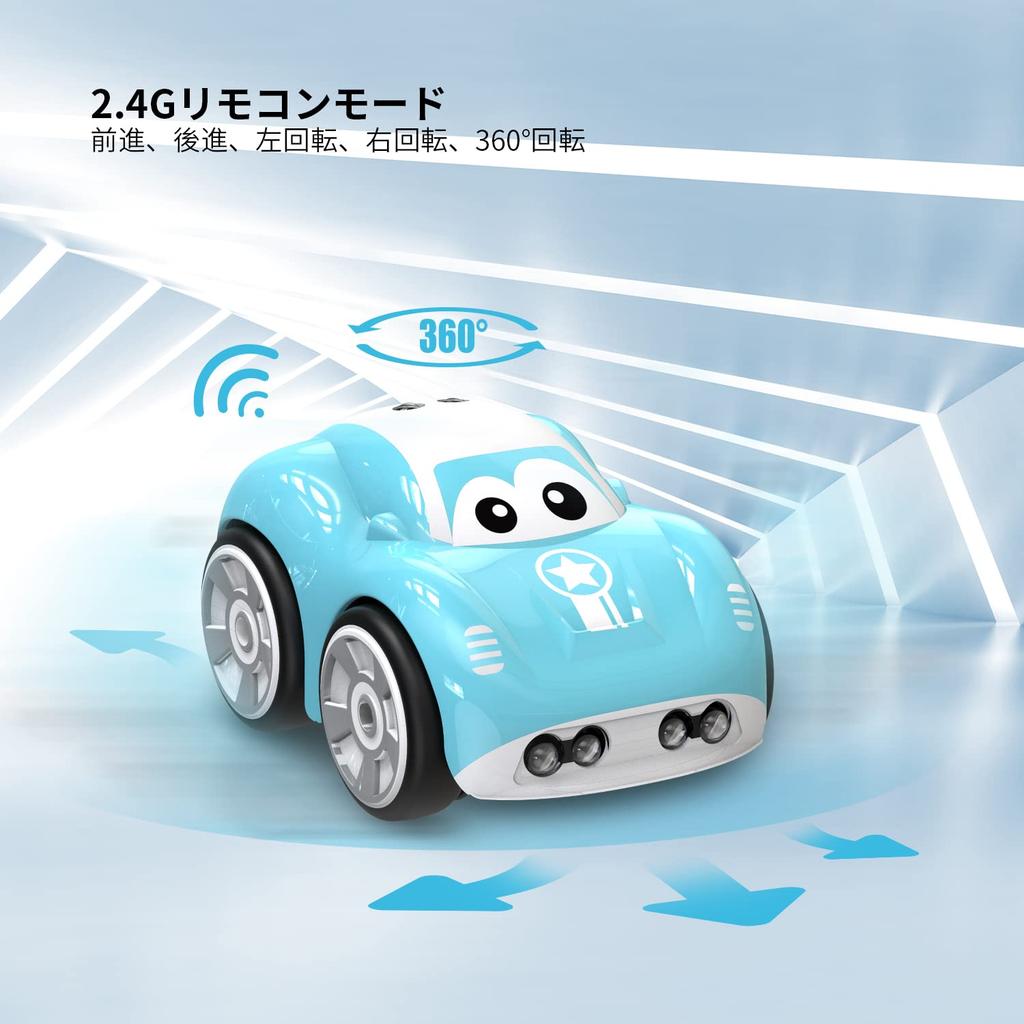 DEERC Remote Control Car for Remote Control Toy with Follow Obstacle Path Dog and Cat Pet for Elementary and Middle School Blue Kids, Mode, Avoidance,