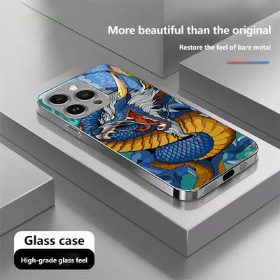 N161 Dragon Design Art Handyhülle für iPhone 16 15 Pro Max Samsung S24 S23 Ultra A54 A35 A25 Xiaomi Redmi Note 13 12 Überzogener Rahmen Gehärtetes Glas Cover