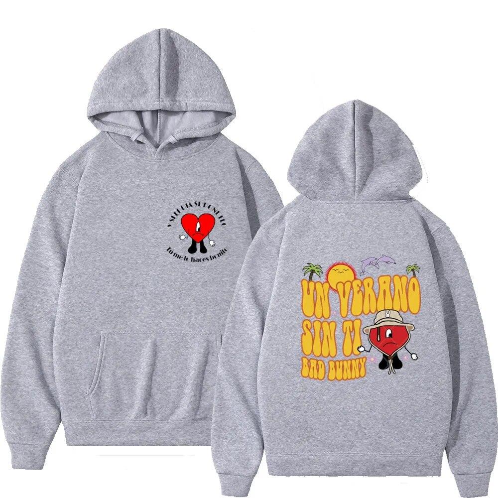 Hot 2022 Unisex Hoodies Hip Hop Bad Bunny UN VERANO SIN TI Print Harajuku Fleece Pullover Male Sweatshirt Women Hoody Clothing Tops
