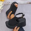 Fashion 2024 New Solid Color Women's Wedge Sandals Summer Fashion Thick Sole Buckle Casual Comfortable Walking Sandals Women's Shoes