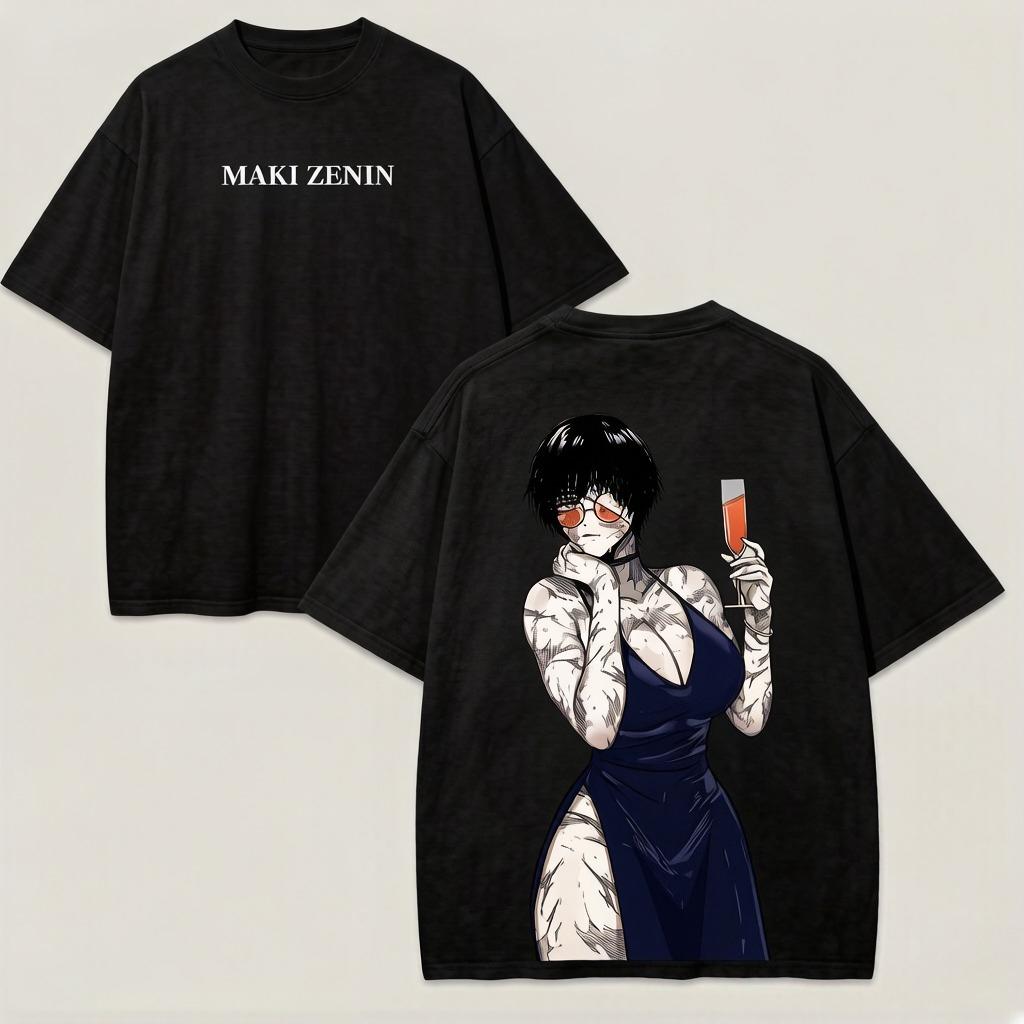 

Vintage Washed Jujutsu Kaisen Anime Maki Zenin Graphic T-shirt Men Women Clothing Short Sleeve Tees 3XL