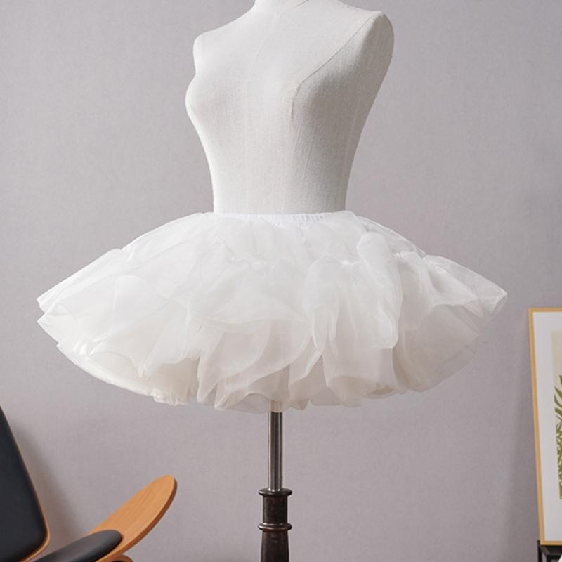 Women Ruffled Petticoat 6 Layer Tulle Bubble Puffy Skirt Hoopless Tutus Crinolines Underskirt Short Half Slips Dress