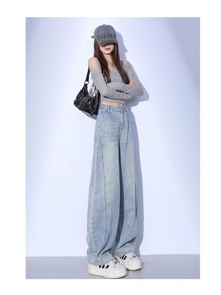 Women's Light Scimitar Jeans: Spring/Autumn 2025 Pear-Shaped Slimming Wide-Leg Pants
