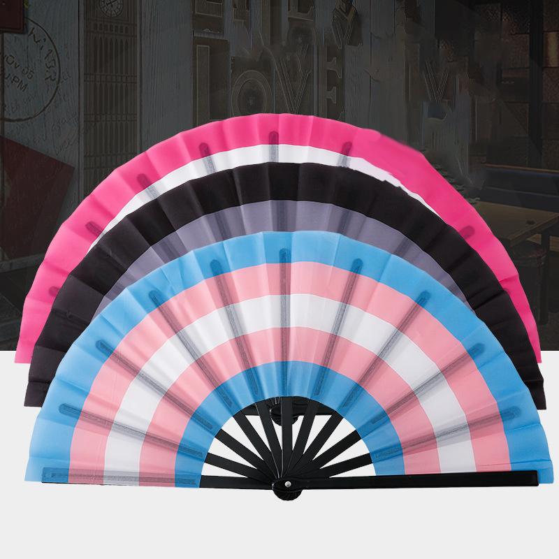 Rainbow Folding Fans Gay Lesbian Decorative Folding Fans, Large Handheld Fan Bamboo Folding Fan For Men/Women, Wedding, Dancing,