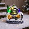 Resin Garden Ornament Music LED Light Collectible Figurines Christmas Village Figurines Home Desktop Decor Christmas Kid Gift
