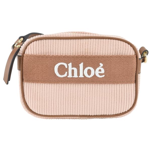 Chloe Cotton Corduroy Shoulder Bag with Pale Kids' Logo, C20273, Pink. [Brand Name] [Used]