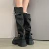 Maillard Brown Boots Women's 2025 Spring and Autumn New Fat Mm Thick Legs Heightening Knight Boots Small Tall Boots