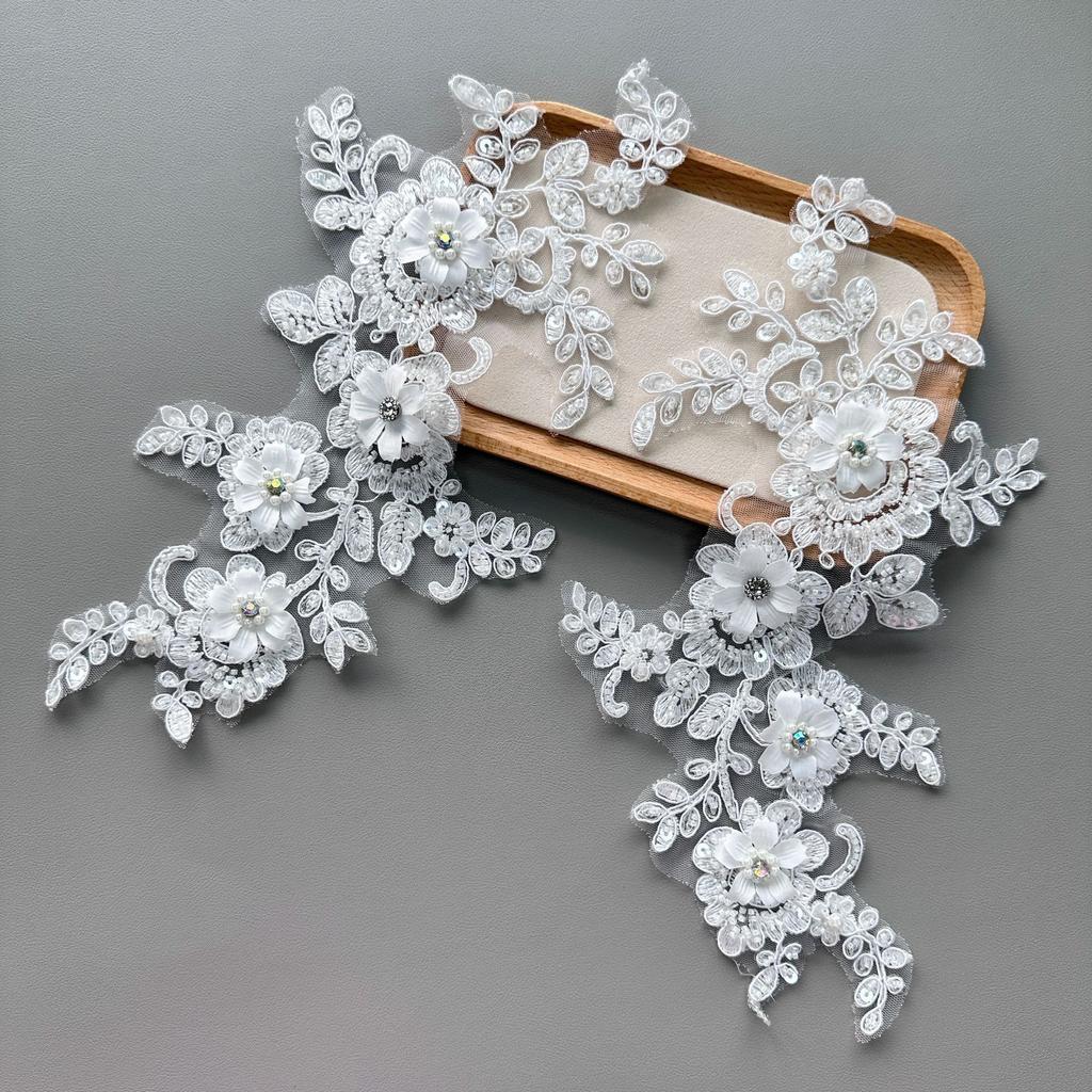 Three-Dimensional Lace Sequins Flower Clothing Wedding Dress Cheongsam Accessories Beads Hand Sewn Clothing Accessories Diy Jewelry Decoration