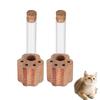 Mini Cat Whisker Jar Paw-Shaped Wood Base Glass Vase Cat Whisker Holder Transparent Memorial Gift Pet Hair Whisker Container