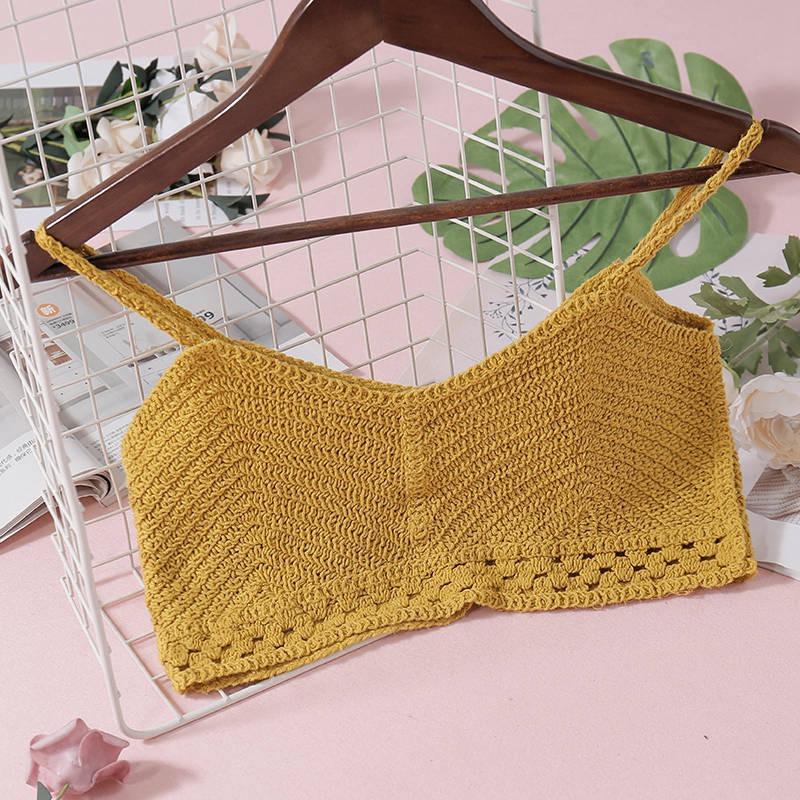 Women's Handmade Bikini Crochet Crop Tops Camisole Knitted Swimwear Tank Top