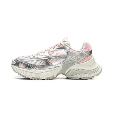 Li Ning Xingji Cushioning Abrasion Resistant Breathable Low Top Chunky Sneakers Women's Silver White Pink AGCV354-3