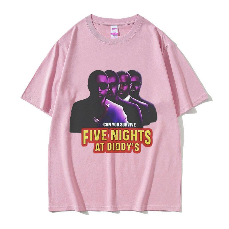 Funny Five Nights At Diddy's House Novelty Graphic T Shirts Men's Retro Fashion Short Sleeve T-shirt 100% Cotton Oversized Tees