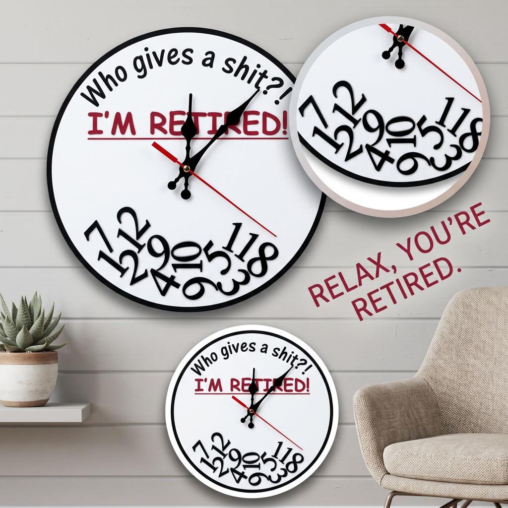 Fun Retirement Wall Clock Novelty Gift for Retiring Men Women Home Decor