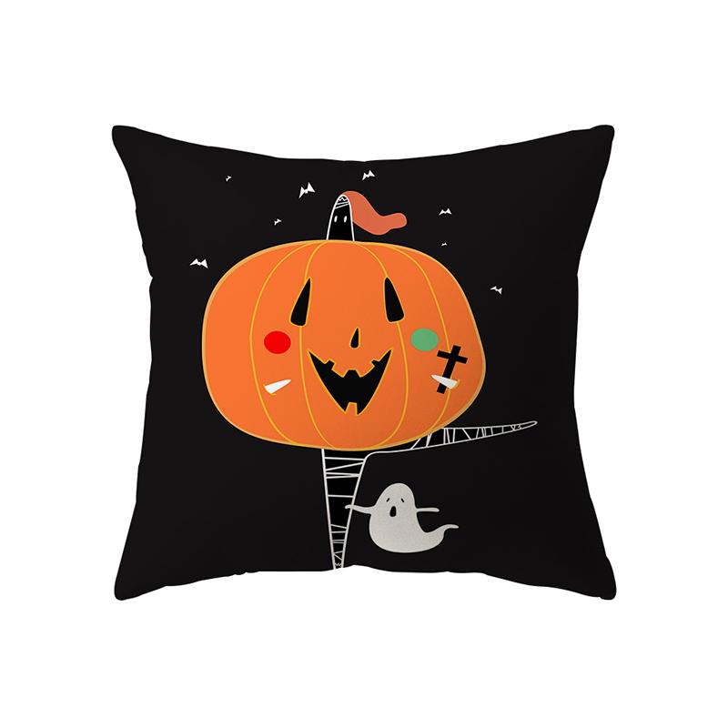 Home Decor Halloween Theme Scary Pumpkin Print Pattern Cushion Cover Sofa Decoration Square Polyester Throw Pillow Cover