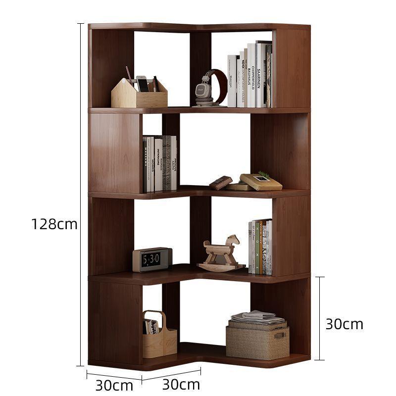 Corner Cabinet, Multi-layer Solid Wood Storage Rack for Living Room, Floor-standing or Wall-mounted Bookshelf for Corner Storage
