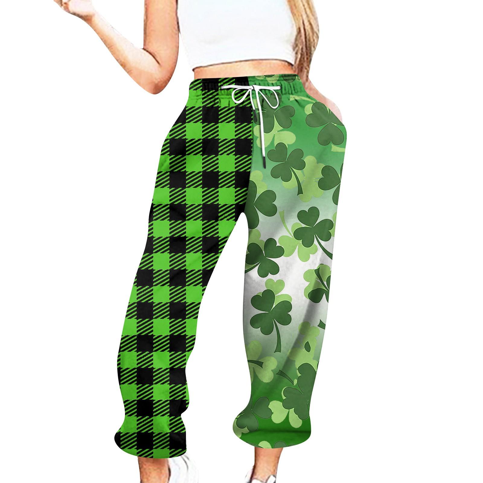 

Жіноча мода Спорт St. Повсякденні спортивні штани з кишеньковими шнурками до Дня Патрика XXXL