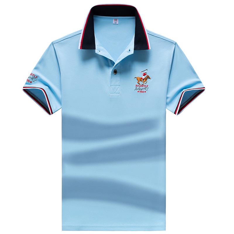 Embroidered Polo Shirt Casual Stand Collar Cotton Short Sleeve Male T -Shirts Breathable Fitness For Men Polos Shirt
