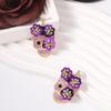 Luxurious Zircon Skull Ear Studs Delicate Zinc Alloy Skull Earrings with Zircon and Glitter Accent for Daily Wear