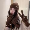 New Red Hat Scarf Gloves Set Ear Protection Thickened Knitted Woolen Cap Warm Cotton New Year Winter Beanie Hats Christmas Gift