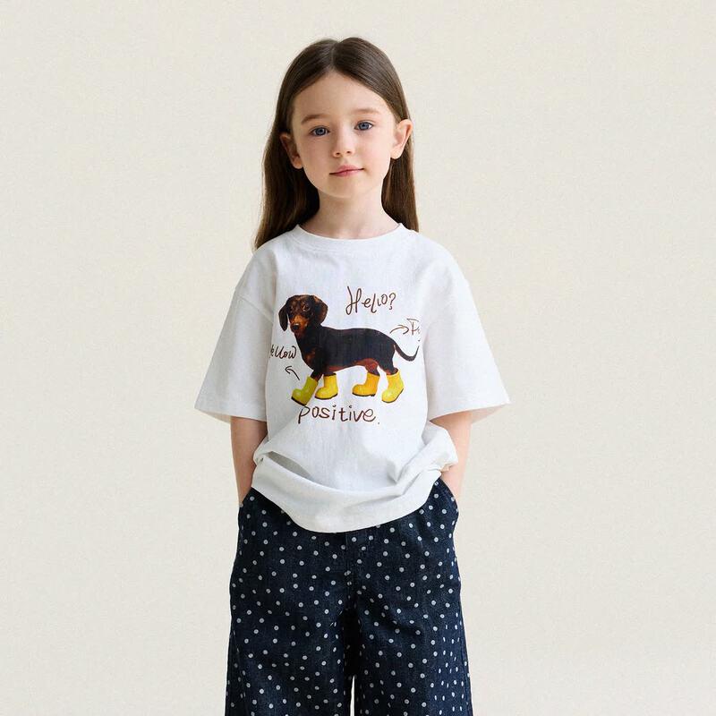 Girls  Summer Cartoon Print Cotton T-Shirt 120