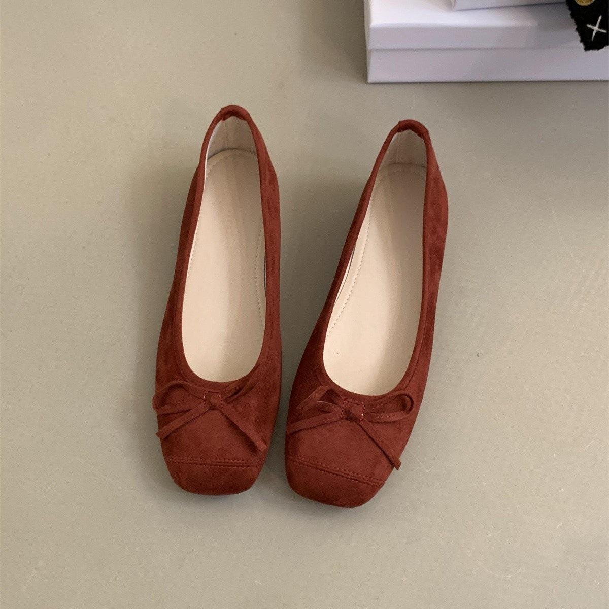 

Туфли-лодочки с круглым носком, с неглубоким вырезом, одинарные, женские, новые весенне-осенние, в стиле ретро, нежные, сказочные, повседневные, на толстом каблуке, туфли Doudou 40 бордовый