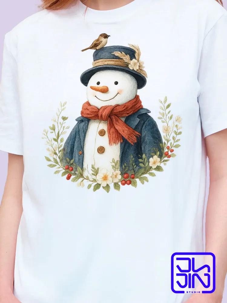 women's T-shirt with a signature print of cheerful brown bears in a creative chocolate canoe on calm water. White cotton jers