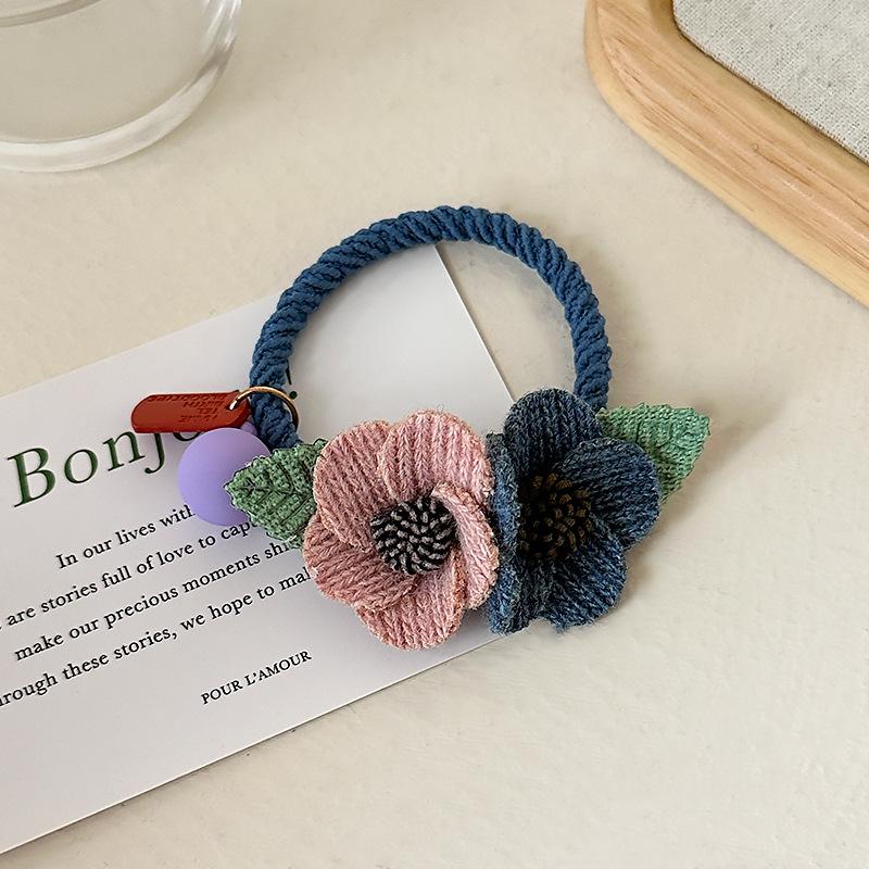 Women Girls Elastic Hair Bands Knitting Wool Flowers Hair Bands Cute Rubber Band Scrunchie Headband Fashion Hair Accessories