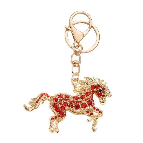 2026 Year of Horse Keychain Colorful Sparkling Rhinestones Key Chain Bag Backpack Hanging Decoration