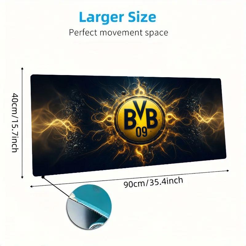 Borussia Großes Mauspad Große Gaming-Tischunterlage Rutschfest Laptop Tablet Großes Mauspad XXL Matte Mini-PC Spielmatte Mit Verriegeltem Rand