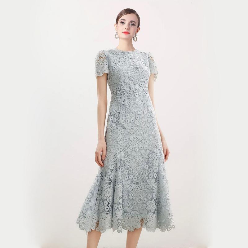 French heavy industry lace temperament fishtail skirt women s summer new high-end hip-wrapped long skirt children S светло-синий