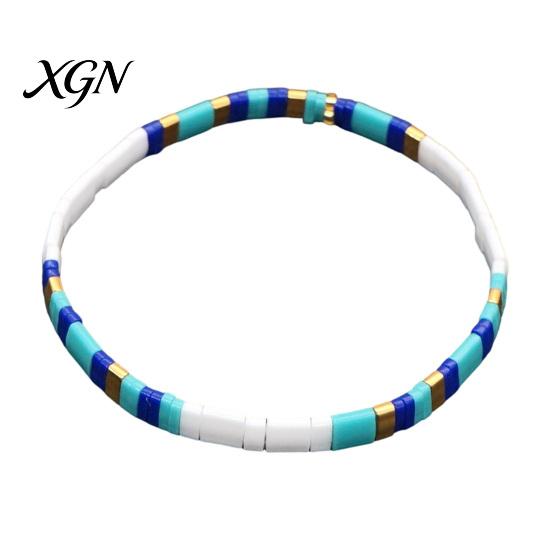 Elastic Stackable Wrist Jewelry Flat Beaded Stretch Bracelets for Women, Bohemian Friendship Bead Bracelets, Simple Layering Bracelet Set Boho