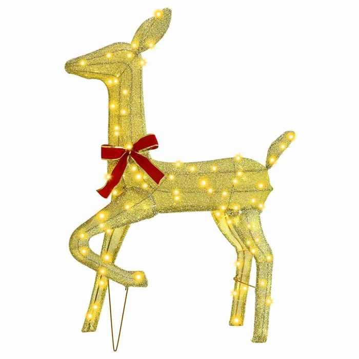 Décoration de Noël - VIDAXL - Rennes 3 pcs - Tissu - Blanc chaud - 68 x 26 x 127 cm