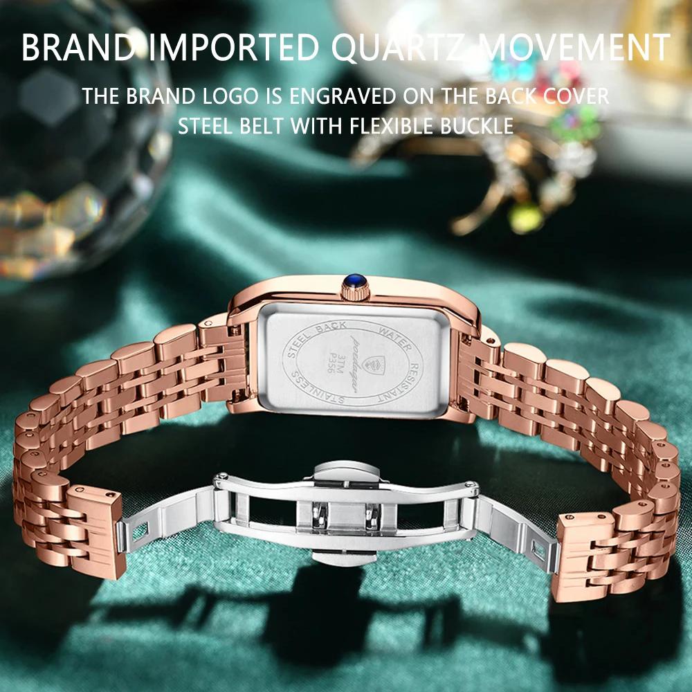 Swiss Brand POEDAGAR Watches Women's Fashion Design Quartz Wristwatch Waterproof Stainless Steel Clock Luxury Women Watch